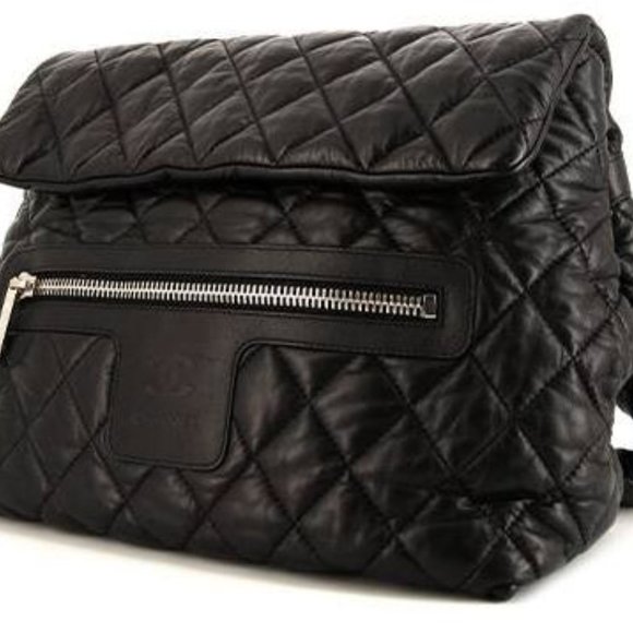 Chanel Bag Black Backpack Lambskin Leather Silver Hardware COCO COCOON - Picture 3 of 10